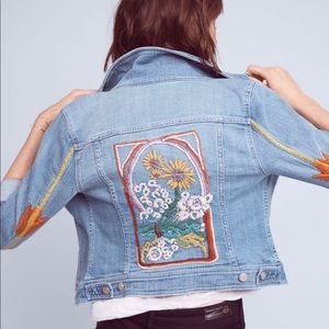 🌟Unique One of a Kind Anthropologie Pilcro Embroidered Jean Jacket🌟